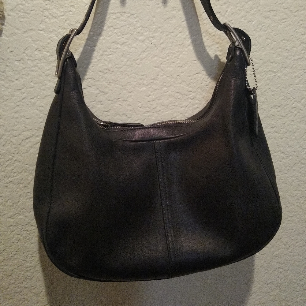 COACH black leather shoulder bag
